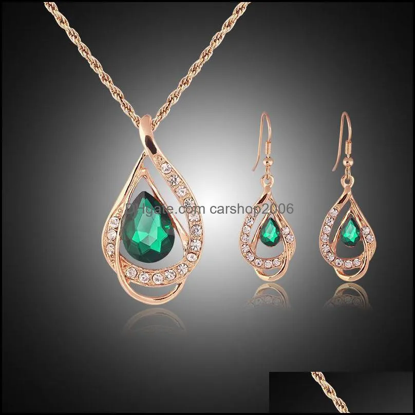 bridesmaid jewelry set solid gold earring necklace pendants beautiful australian crystal jewelry indian jewellery set party jewelry carshop2006