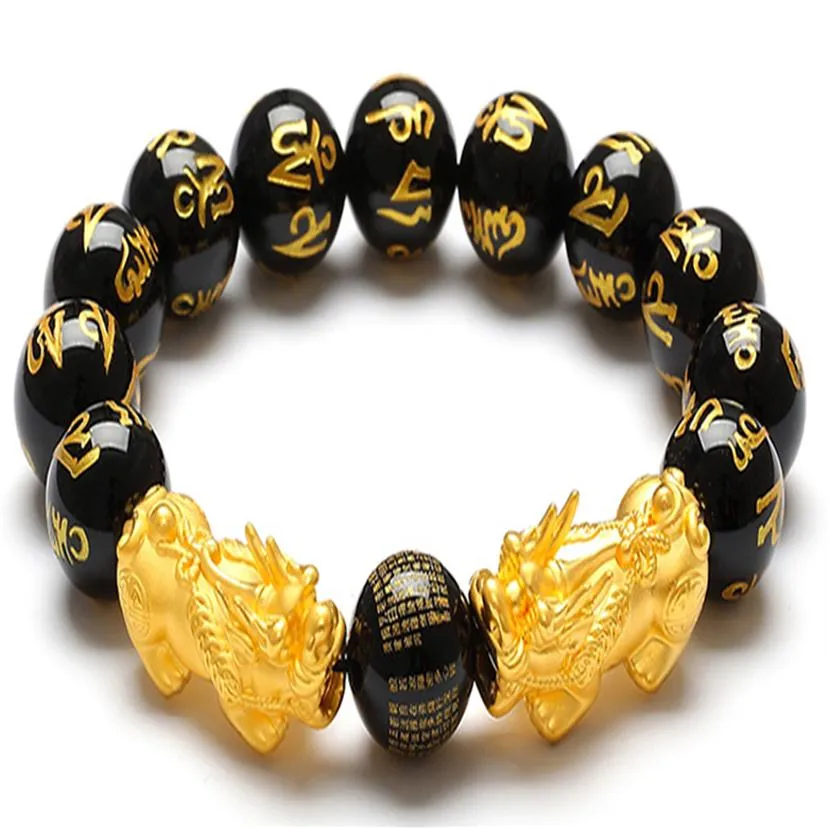 Imitação de riqueza dourada pixiu bracelete buda buda bangle chinese feng shui bracelete religiosa para mulheres homens213l