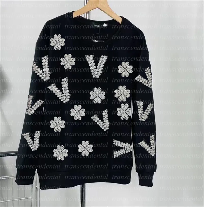 Autumn New Sweter-Diamond-Ironing Star Pullover okrągła kołnierz z kapturem unisex gorące wiertło ciężkie rzemiosło przypływ czarny biały mody kurtka z polar