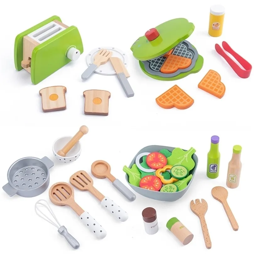 Houten keuken speelgoed doet alsof je kinderen keuken set snijdende magnetische groenten groente miniatuur food girls speelgoed educatief speelgoed lj201211