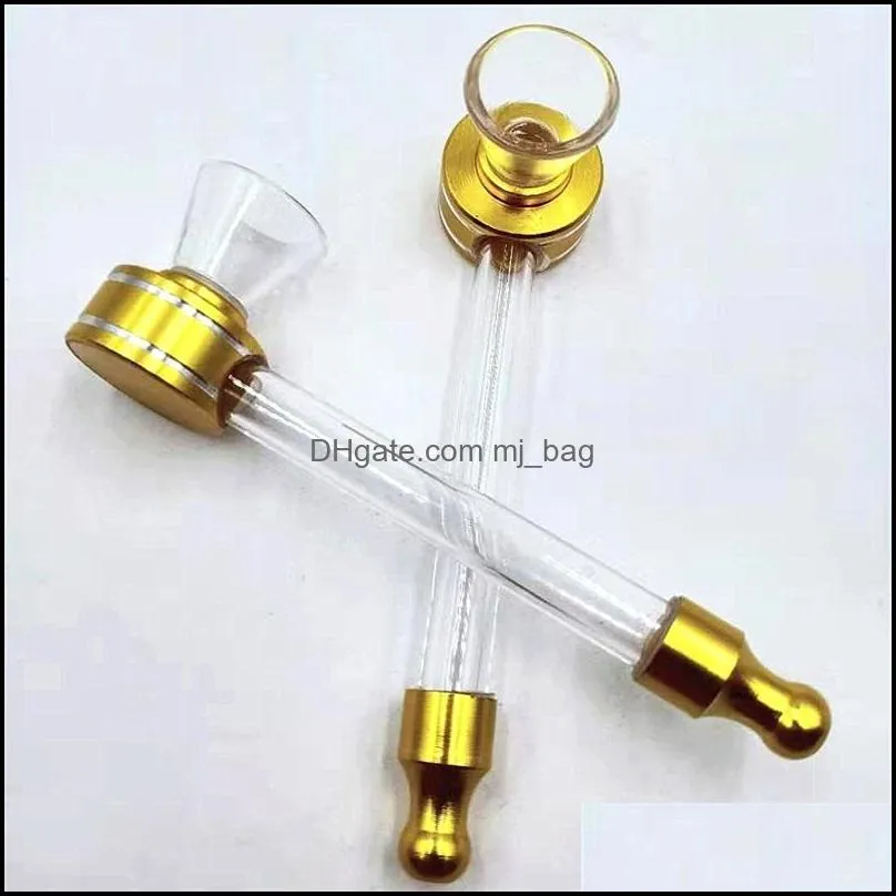 Oil Burner Glass Smoking Pipe Metal Pipes With Round Head Removable Cleaning Hot Sale Transparent Small 5 8hq B2