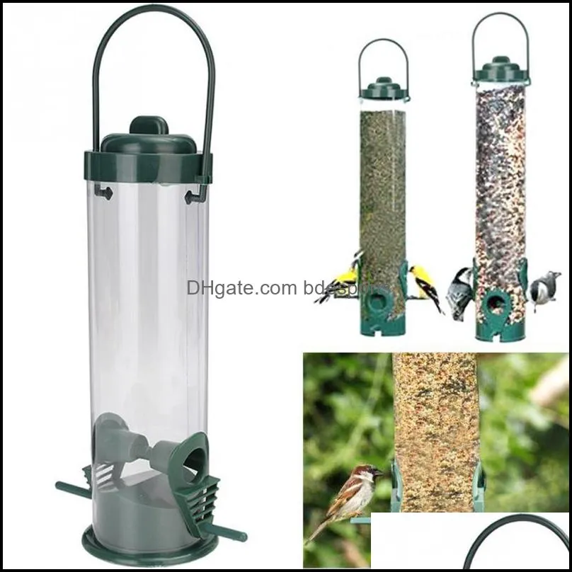Green Wild Bird Feeder with 2 Perches Squirrel Buster Birdfeeder Bird Pet Drinker Farming Equipment Outdoor