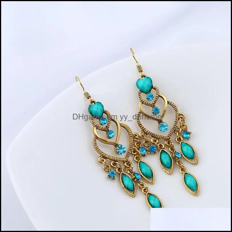 gold drop earrings for women girl vintage national style hollow dangle and chandelier earrings fashion jewelry wholesale - 0835wh