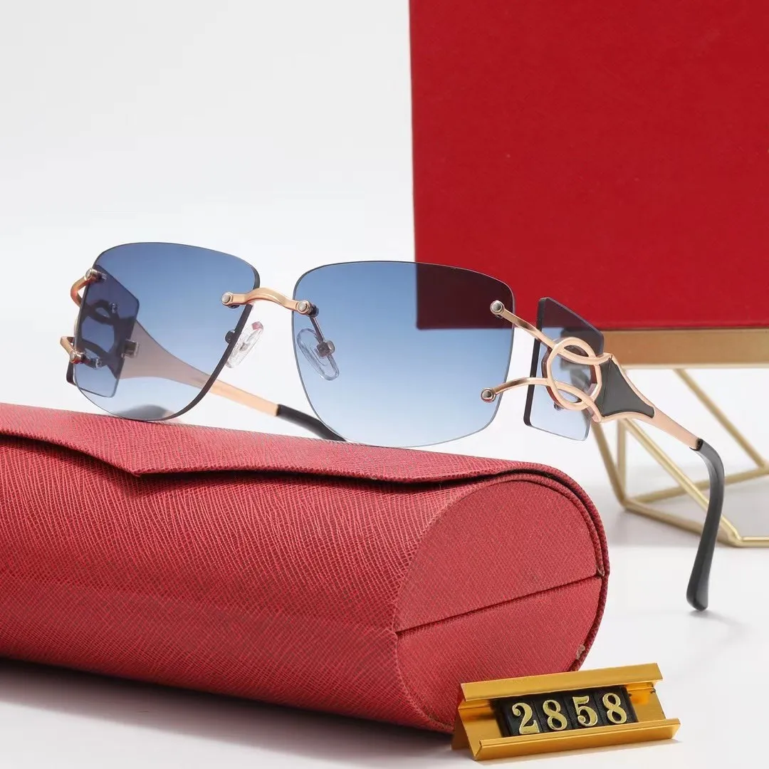 Rimless Rectangle Sunglasses Women 2022 Luxury Brand Fashion Blue Light Frame Leopard Shade Small Square Sun Glasses For Men