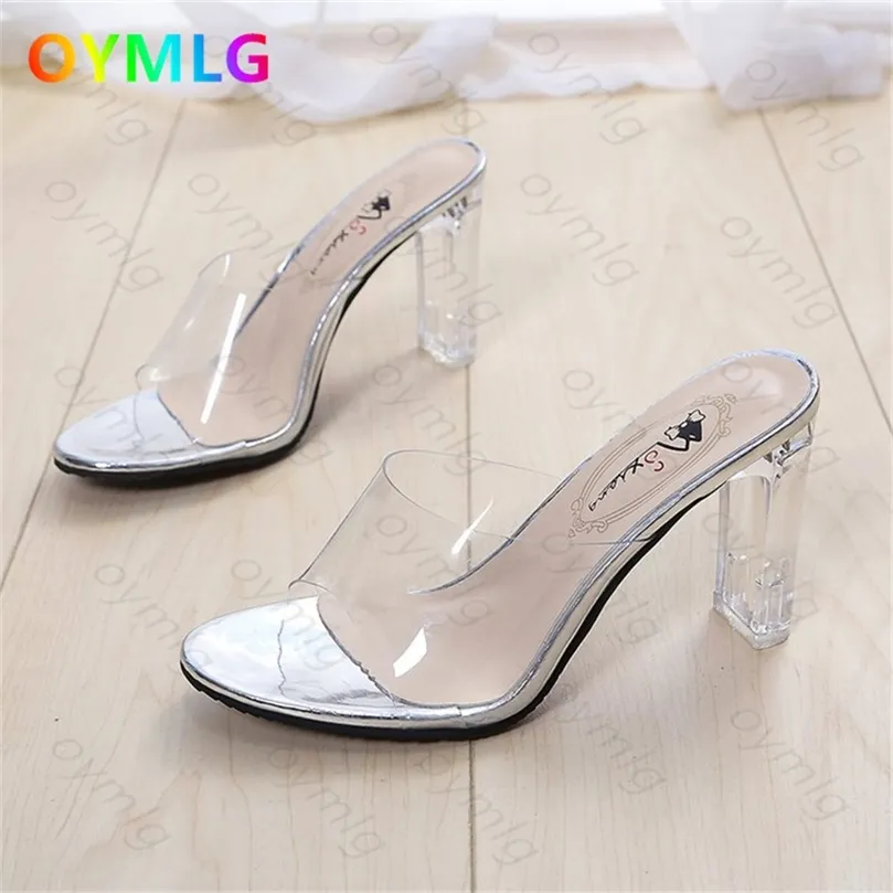 Crystal Clear Shoes Women High Heels Sandals Female Transparent Sexy Wedding Beach Slippers Zapatillas Mujer Casa 220507