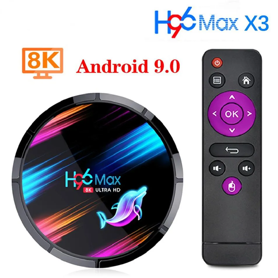H96 MAX X3 ANDROID 9.0 TV BOX 4GB 64GB 32GB 4G128G AMLOGIC S905X3 QUAD CORE WIFI 8K H96MAX X3 TVBOX ANDROID9ラウンドセットトップボックスWIT248S