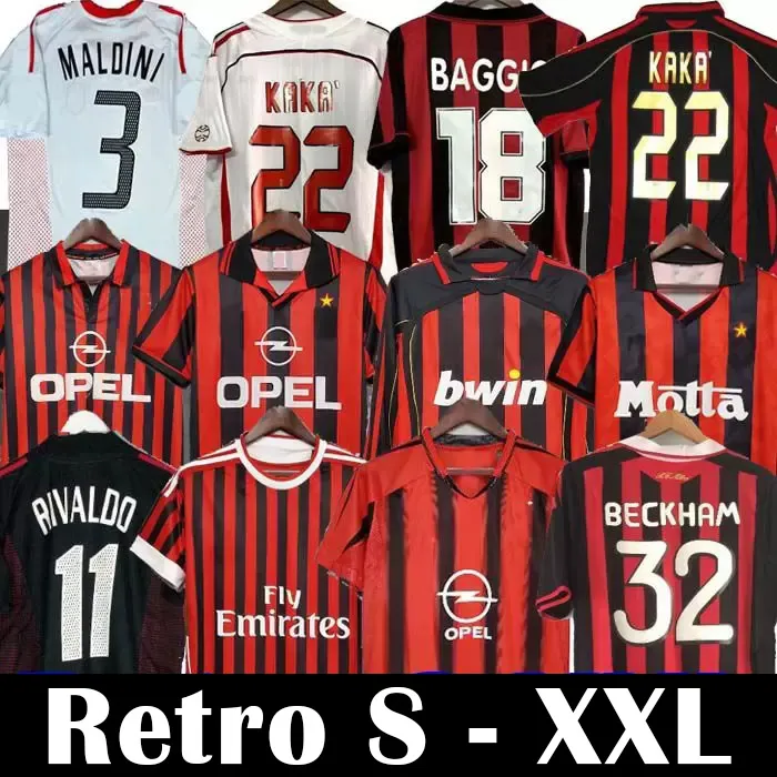 Retro shirts 96 97 99 Gullit VOETBALJERSEY 02 03 04 05 06 Vintage MILAAN Maldini Van Basten voetbal RONALDO KAKA Inzaghi aC 06 07 09 10 Rivaldo SHEVCHENKO Baresi Seedorf