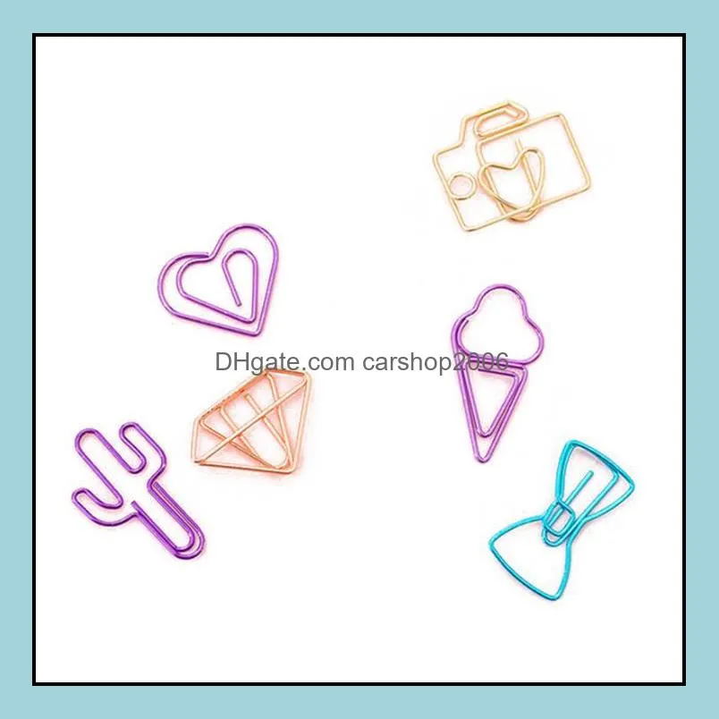 filing supplies 10pcs creative hollow paper clip set gold cute bookmark color office supplies student diy hand account accessory