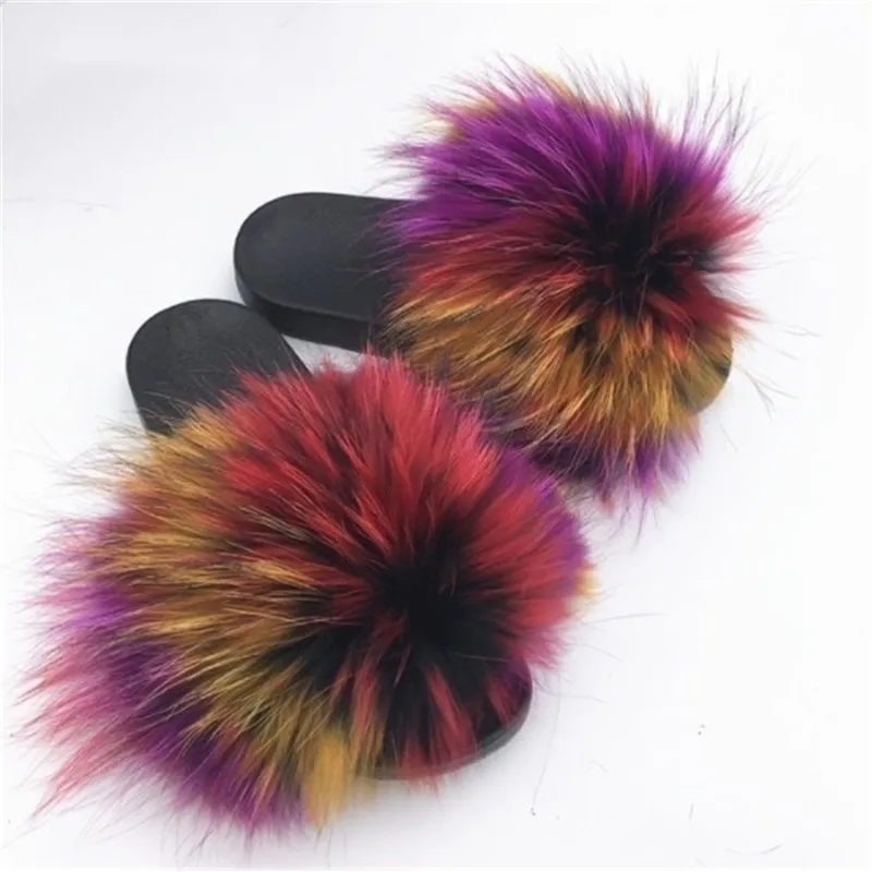 Fur Slipper Fluffy Sliders Comfort With Feathers Furry Summer Flats Sweet Ladies Size 45 Home Shoes Y200423