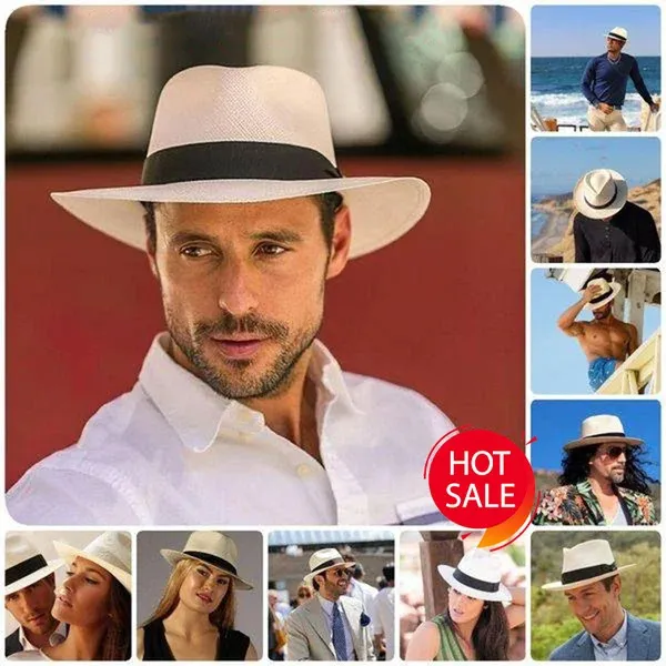 Handmade Adjustable Panama Straw Panama Beach Hat For Men Classic