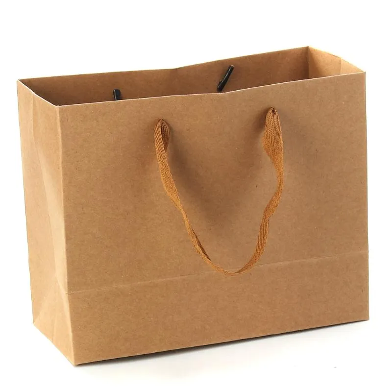 Gift Wrap 1PCS/lot Kraft Paper Storage Bag With Handle Wedding Party Bags Multifunctional Cloth Shoes WholesaleGift