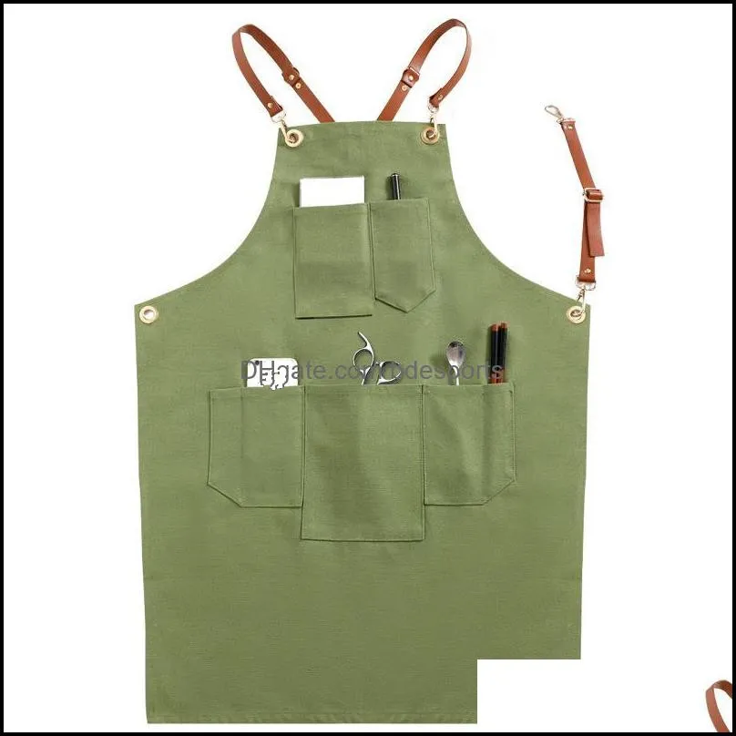 Aprons Canvas Wearproof Wome Cooking Apron Thicken Barber Chef Kitchen