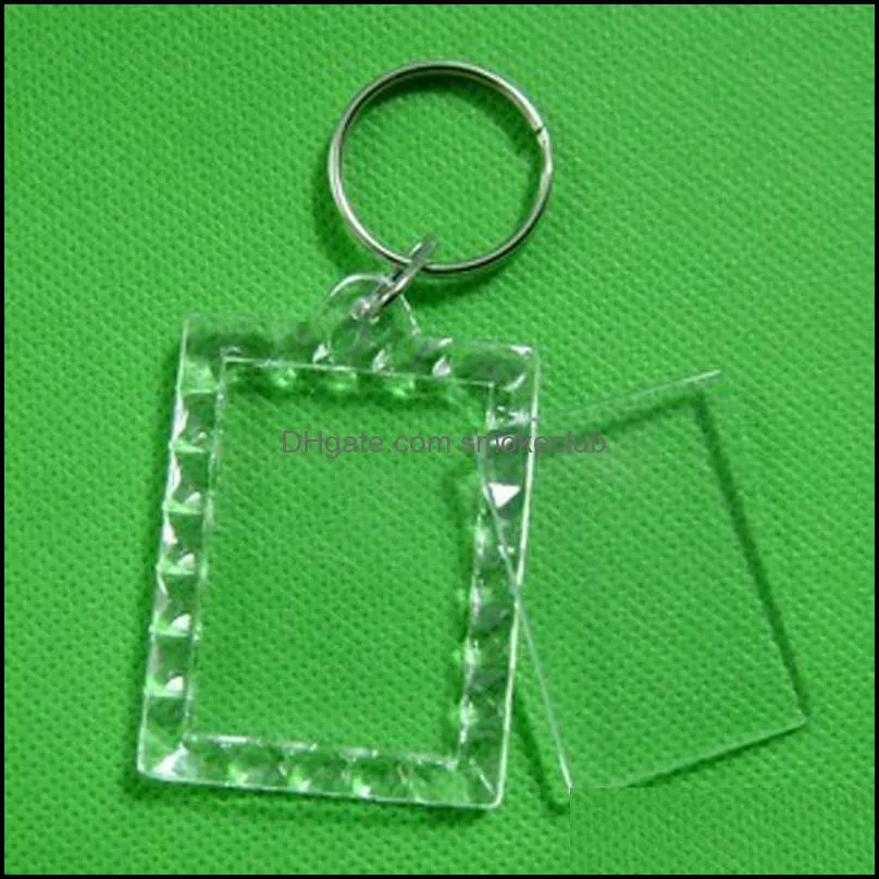 Clear Acrylic Plastic Blank Keyring Insert Passport Photo Frame Keychain Picture Frame Keyrings Party Gift 210 J2