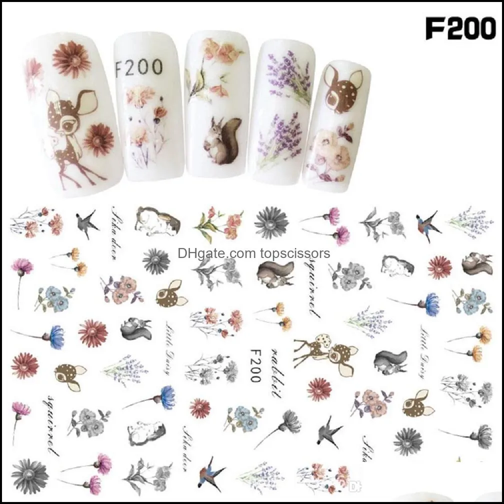 50 Sheets SUPER THIN SELF ADHESIVE 3D NAIL ART NAIL SLIDER STICKER FLOWER KITTEN CAT MAPLE LAEF LADY BUG OWL F195-204