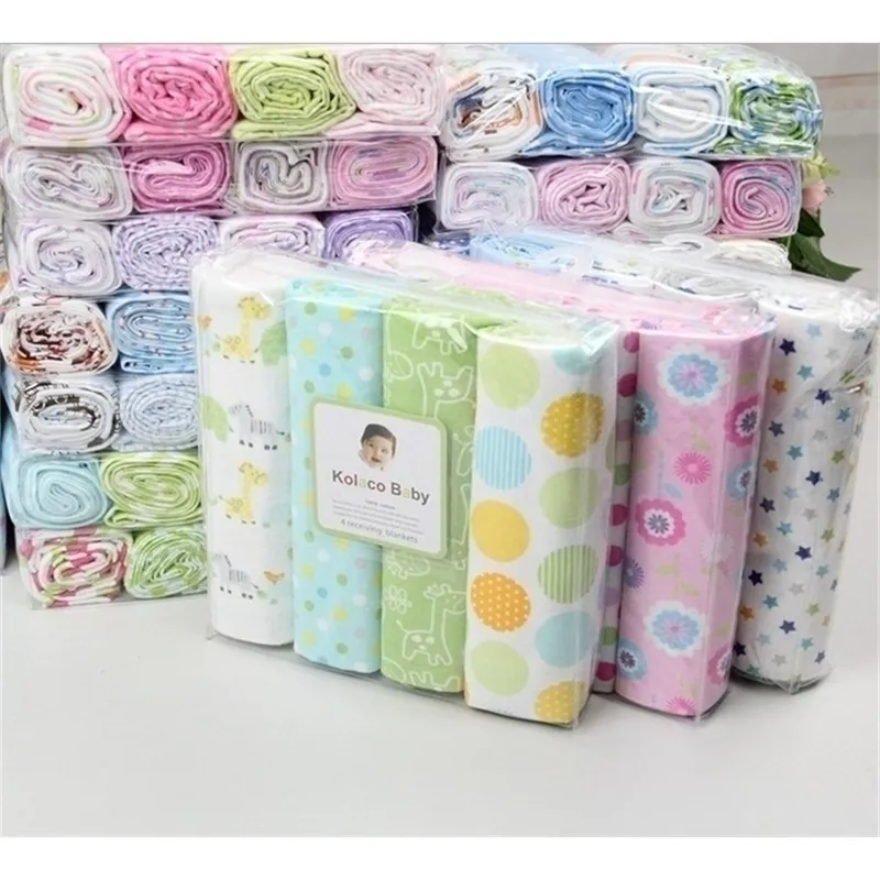 4pcspack 100 ٪ Cotton SuperSoft Flannel Baby blanketbaby تلقي ورقة السرير البطانية لورقة Infantcotton للطفل 201111