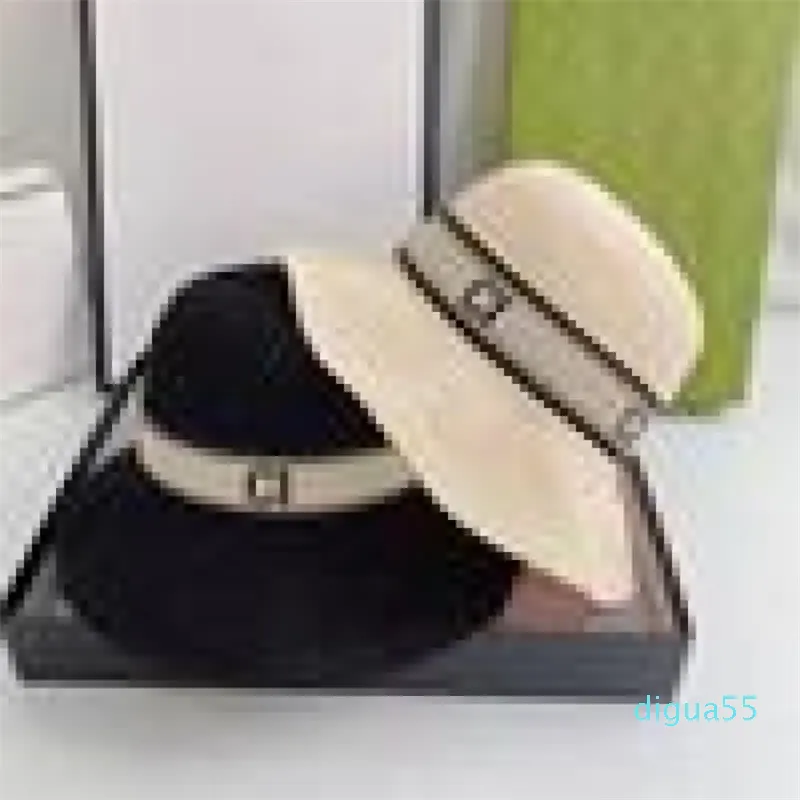 Straw hoed zon hoeden petten designer cap voor man vrouw ademend zomer resort zonbescherming streep letters zwart beige