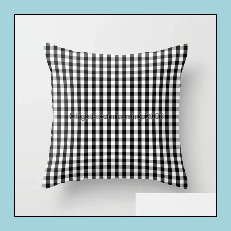 fashion linen lattice pillow cover for automobile sofa plaid pillowcase office plain dyed cushion cover wq42