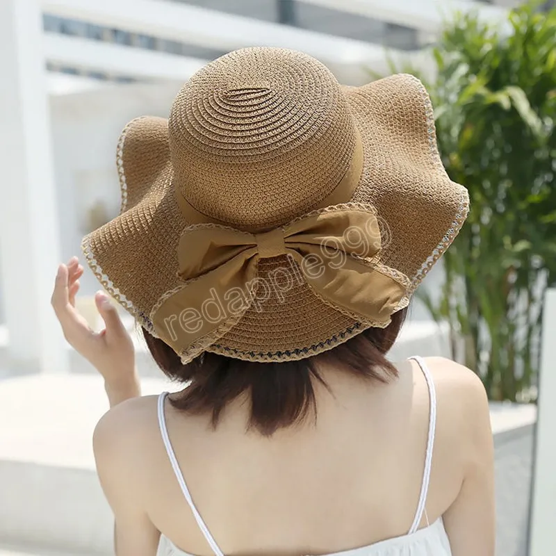 Summer Big Bowknot Straw Hat Womens Outdoor Beach Fashion