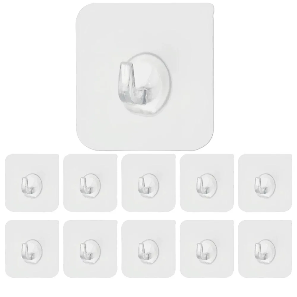 AWCIGG 15 Piezas Ganchos Adhesivos Extra Fuertes, Ganchos Adhesivos Para Pared (Máx. 15 Kg), Gancho Autoadhesivo, Transparente, Impermeable, Sin Clavo, Para Pared, Cocina, Baño, Oficina, Ventana