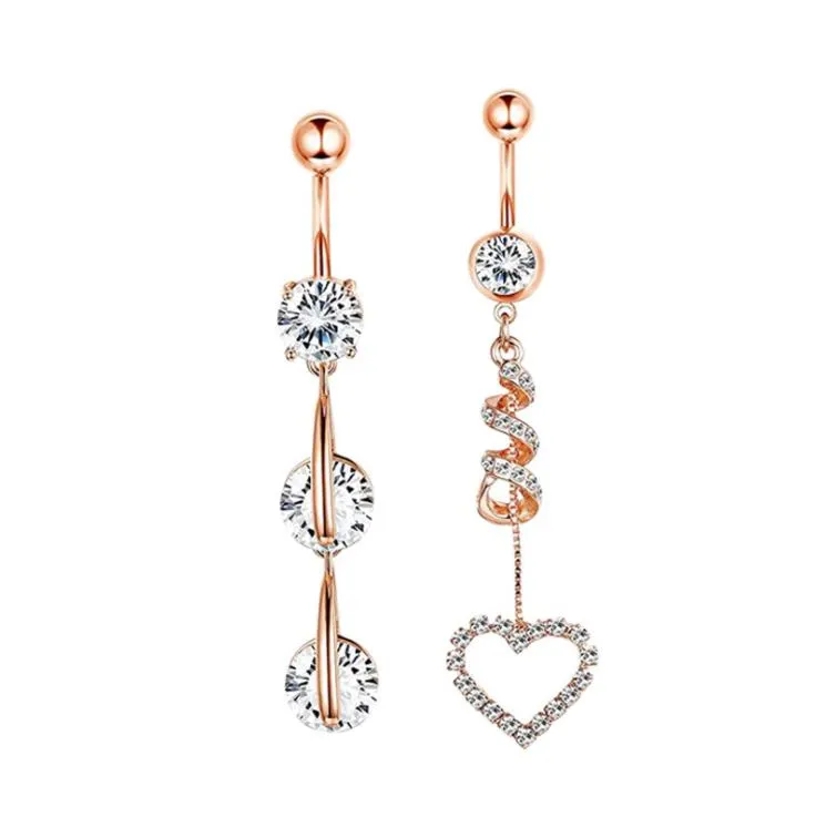 Bell Drop Delivery 2021 Sier Rose Gold 6Pcs Belly Button Navel Dangle Body Piercing Jewelry Accessories Charming Sexy Rings Bar