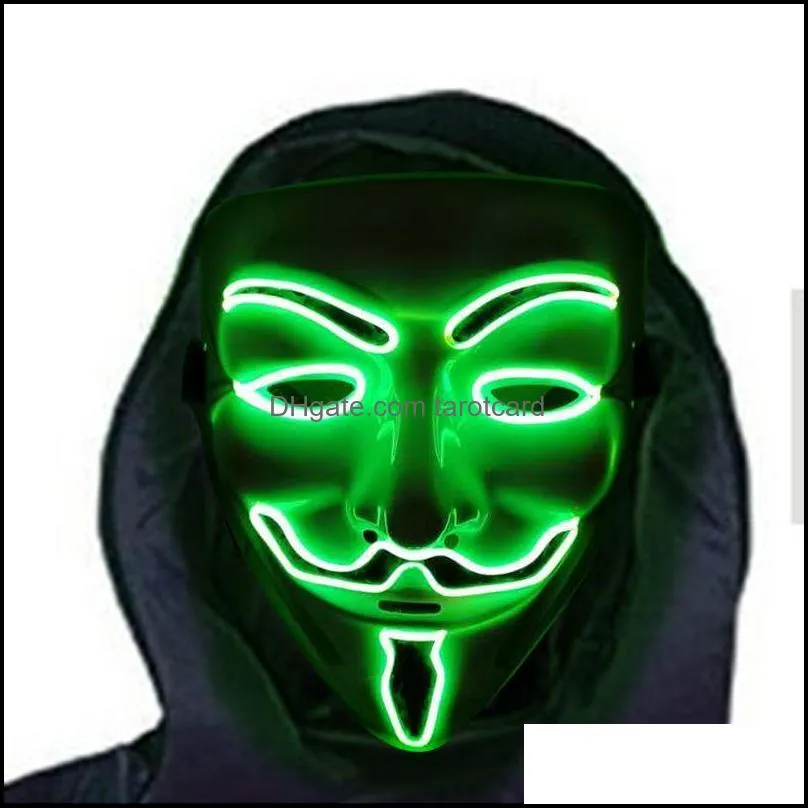 Other Event & Party Supplies Halloween Glowing Mask Anonymous Led V For Vendetta Cosplay Costume Plastic Masquerade Masks Club