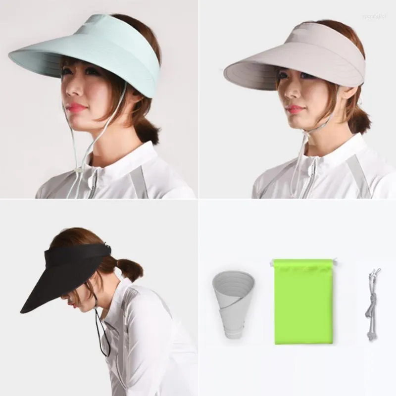 Chapeaux à large bord OhSunny Sun Visor Caps Vide Top Sunscreen Beach Pliable pour les femmes Sports de plein air Cyclisme Panama Chapeu FemininoWideWide Wen