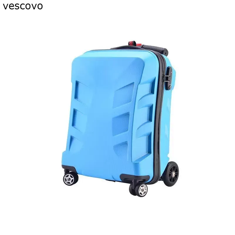 Suitcases Vescovo 21inch PC Men Travel Suitcase Scooter High Quality Rolling Luggage Trolley Bag On Wheels