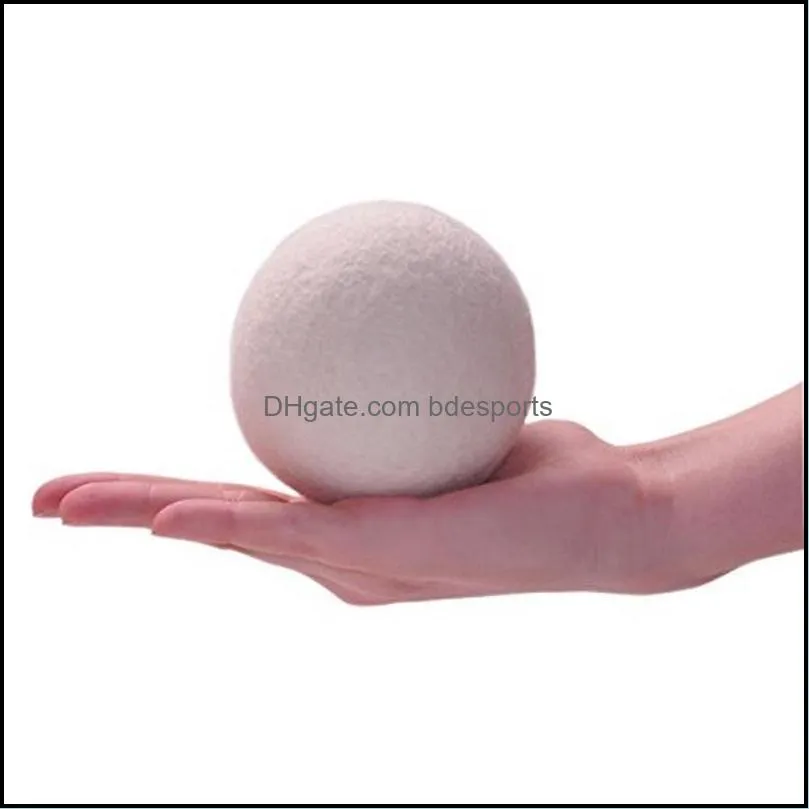 Natural Wool Felt Dryer Balls 4-7CM Laundry Balls Reusable Non-Toxic Fabric Softener Reduces Drying Time White Color Balls