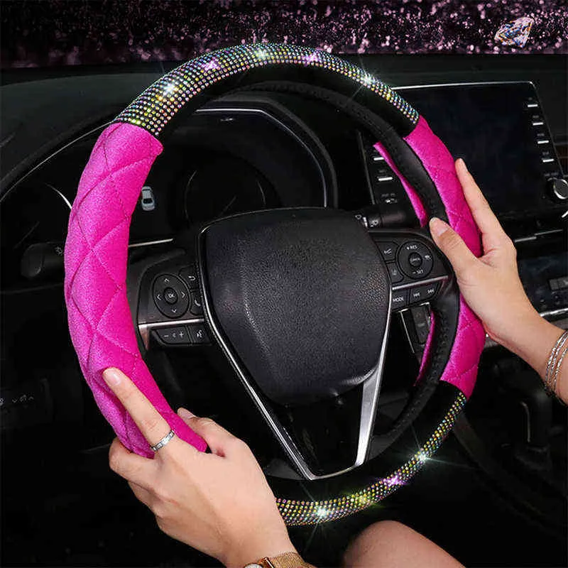 Coprivolante per auto con diamanti carini per ragazza donna per 3738 cm 145 "15" taglia M braining sul volante decorazione auto J220808