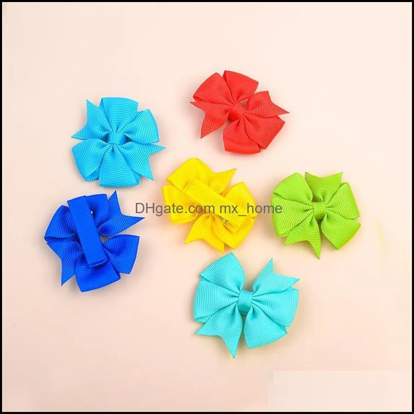 Solid Mini Hair Bows with Clip for Baby Girls Grosgrain Ribbon Hair Clip Boutique Hairpin Barrettes Kids Hair Accessories