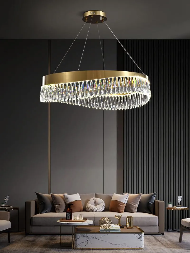 Pendant Lamps Crystal LED Chandelier For Living Room Dining Bedroom Home Gold Modern Ceiling Lamp Hanging Lighting Fixture ZhongShanPendant