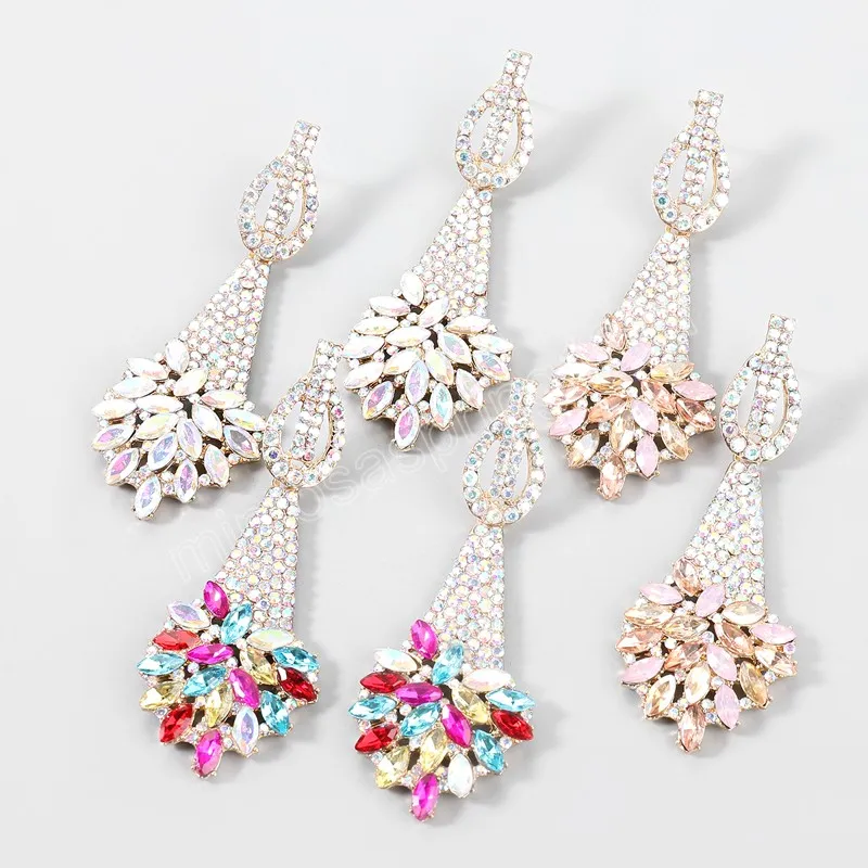 Metal Rhinestone Geometric Earrings Family Party Popular Dangle Earrings Women's Exaggerated Statement Earring