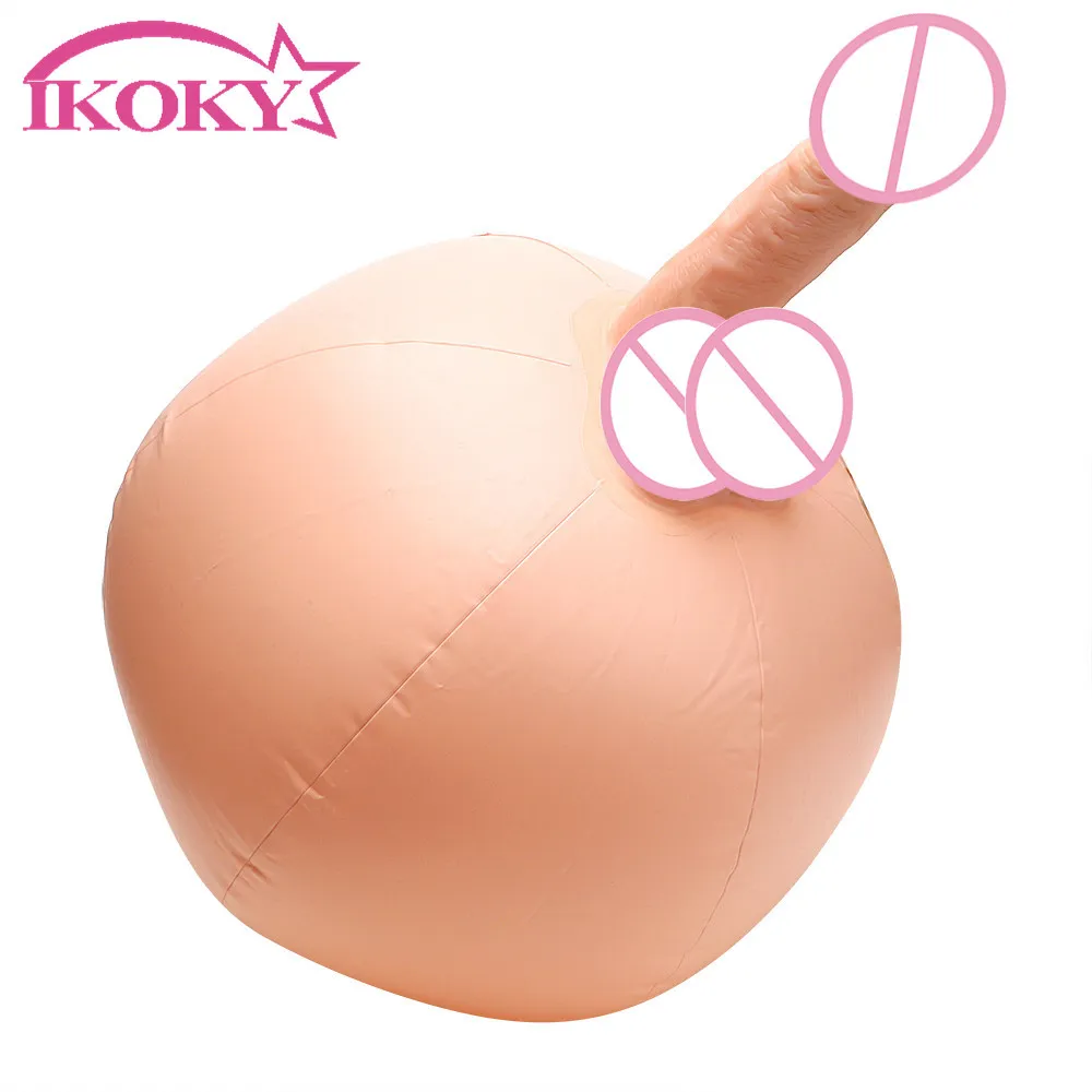 ikoky opblaasbare Kunstmatige dildo vlees bal zitten op Vibrator fake sexy toys voor vrouwen vrouwelijke masturbatie volwassen product