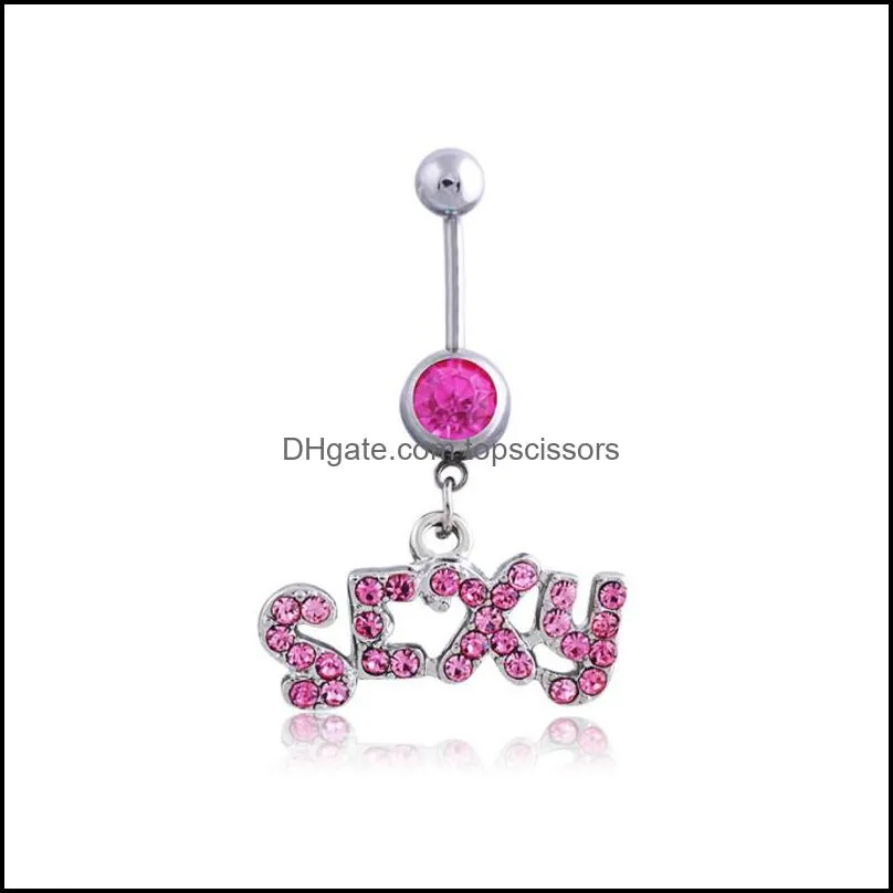 surgical stainless steel navel ring sexy letters body belly button rings piercing jewelry for women