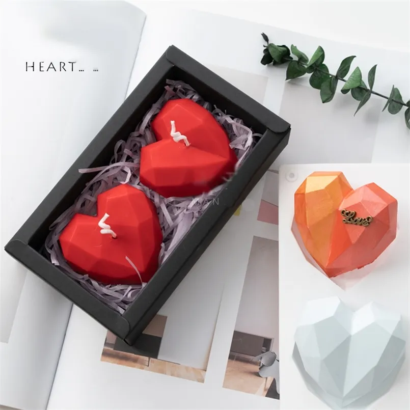 3D 8Chamber Love Silicone Diy Heart Aromatic Candle Making Soap Harts Mögel Bröllopspresent Hantverk Tillbehör Heminredning 220629