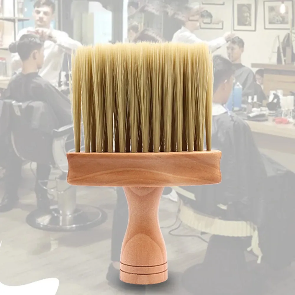 Spazzola per capelli pulita per parrucchiere Manico in legno morbido Salone professionale Taglio di capelli Barba Spolverino Collo Spazzola per strumenti per barbiere Accessori