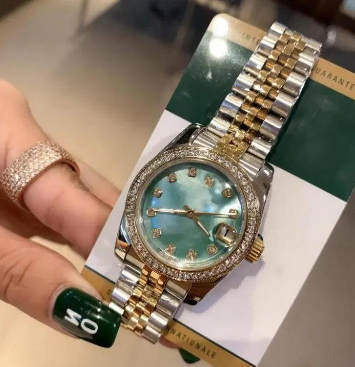 여러 색상 레이디 시계 대통령 다이아몬드 베젤 쉘 얼굴 여성 Datejust 시계 Jubilee 2813 스테인레스 시계 최저 가격 자동 기계식 손목 선물