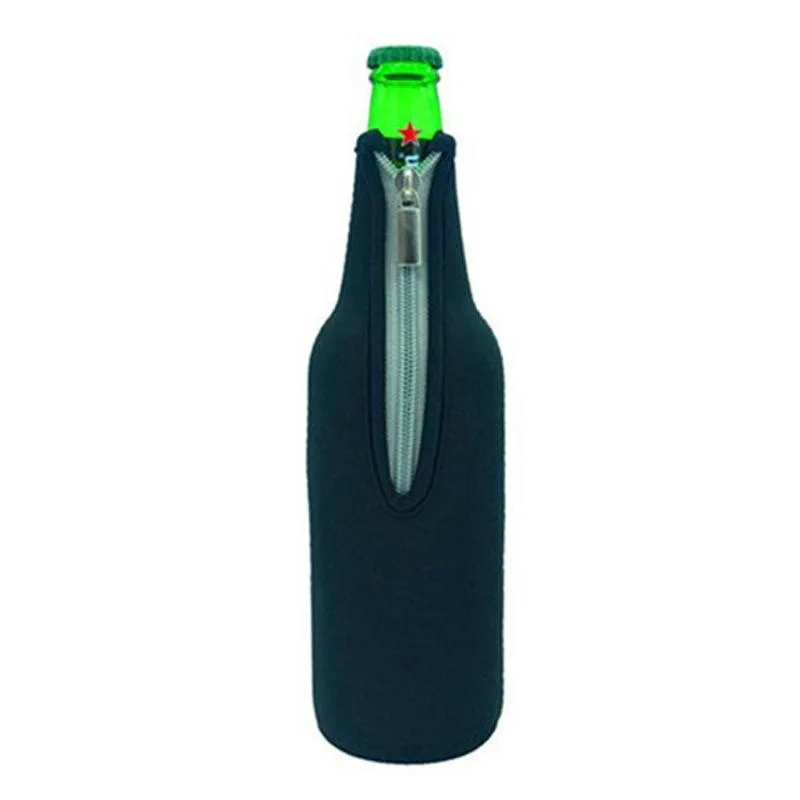Neoprene Zipper Beer Bottle Sleeve Party Decoration 12oz Red Wine Glass Insulation Sleeves Wine Bottles Protective Cover XG0269