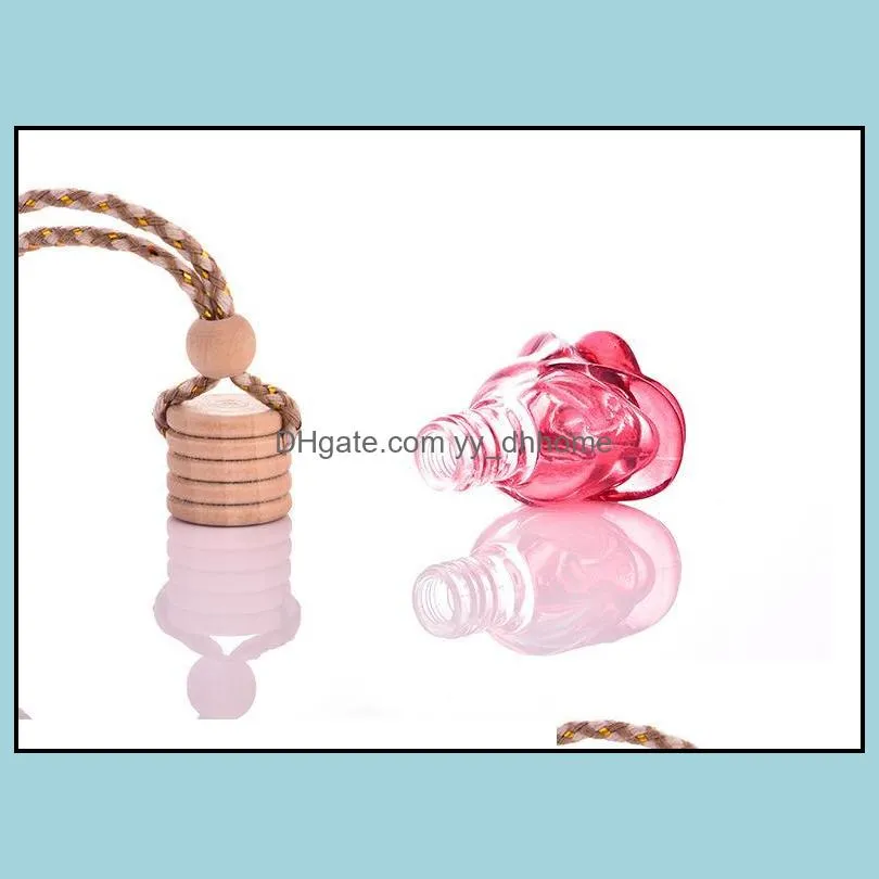 colorful 6ml crystal shape hanging car perfume glass bottle hanging decoration bottle car hanging accessories perfume bottle sn832