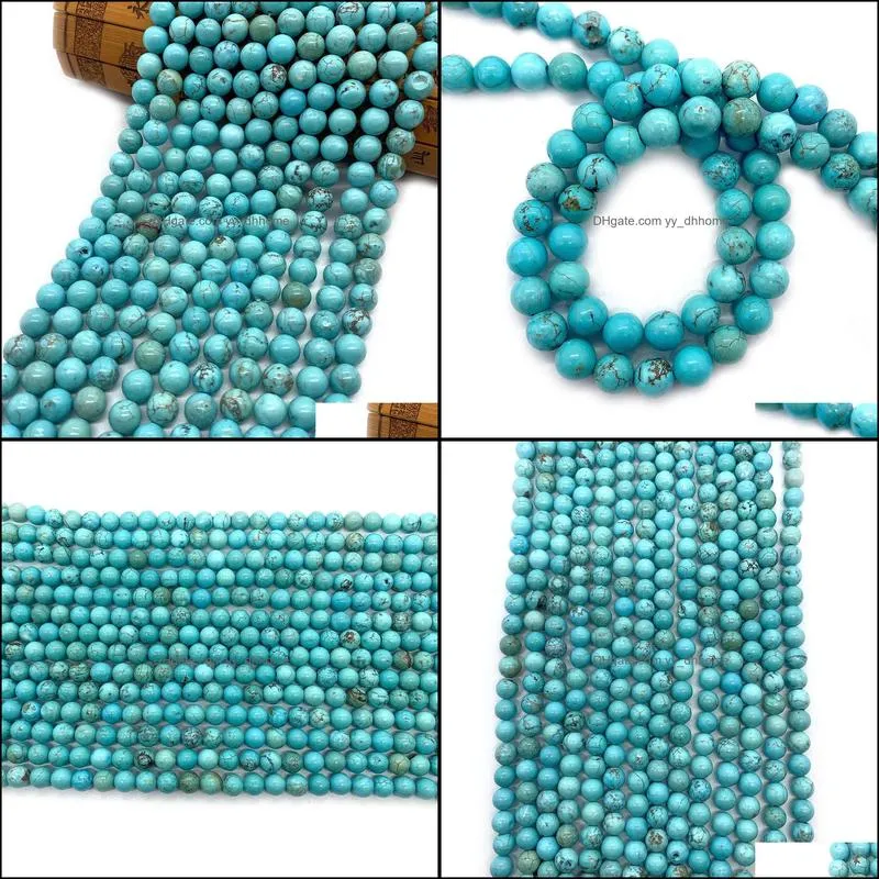 natural stones 6mm 8mm 10mm loose turquoise stone beads string diy bracelet accessories wholesale jewelry makin yydhhome