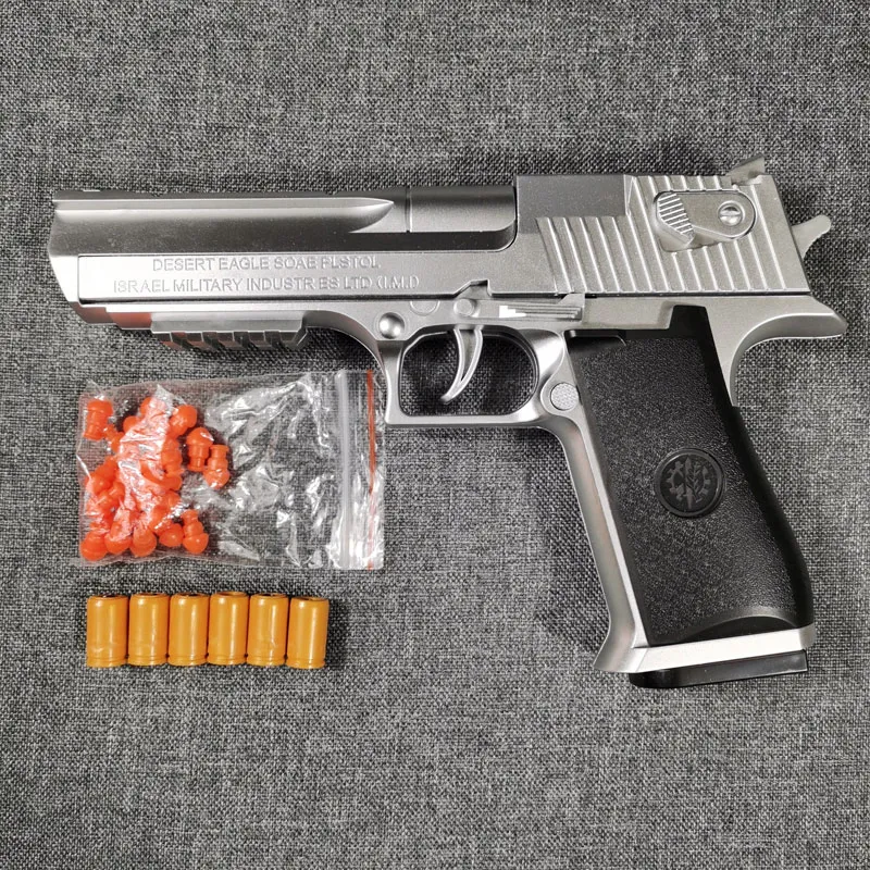 Pistolet Jouet Enfant, Pistolet Jouet, Armes en Jouet, Pistolet Enfant | avec 50 Soft Bullet, 32 Jeu de Coque, 3 Chargeurs/Silencieux/Lampe de Poche/Viseur Infrarouge, Desert Eagle