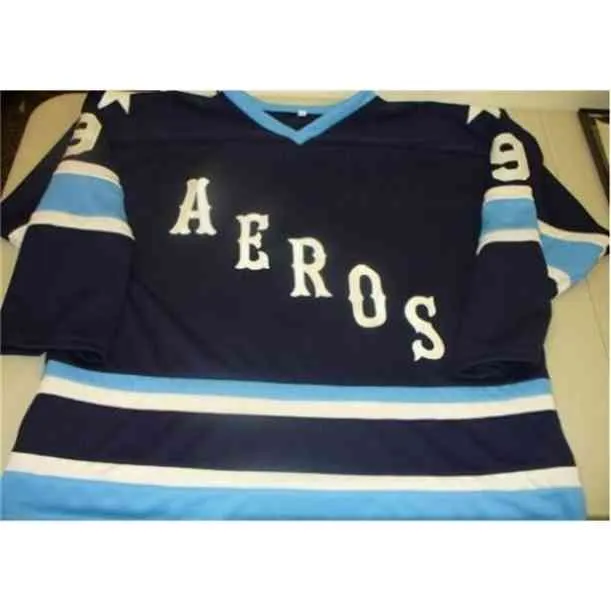 Thr CustomizeVintage 1974-75 Houston Eros Gordie Howe Hockey Jersey Broderie Cousu ou personnalisé n'importe quel nom ou numéro maillot rétro