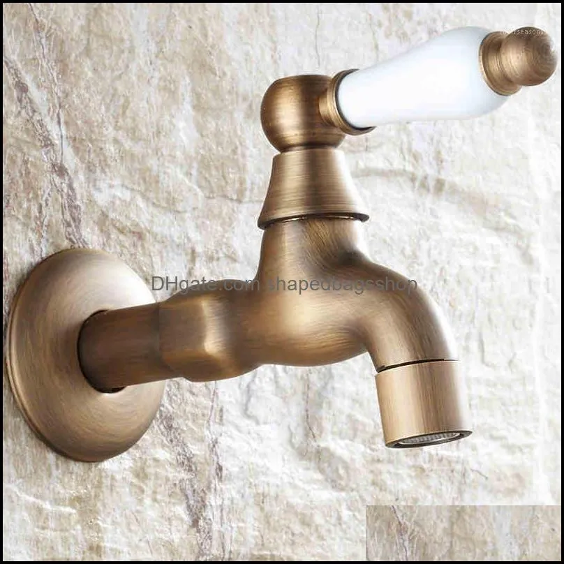 Bathroom Sink Faucets Antique Brass Wall Mounted Bathroom Mop Washing Hine Tap Decorative Outdoor Garden Small Taps 1512 F Drop Delivery 2021 Sink