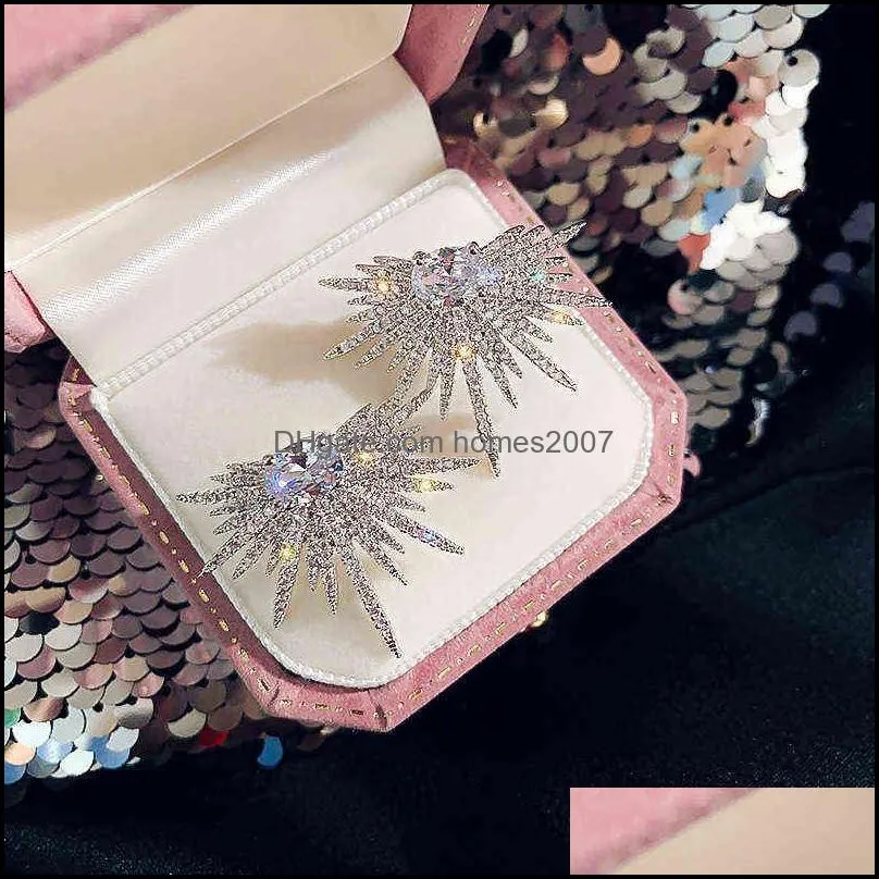 Earrings Charm Shiny Star Crystal Stud for Women Full Rhinestone Party Weddings Jewelry Gifts 220122