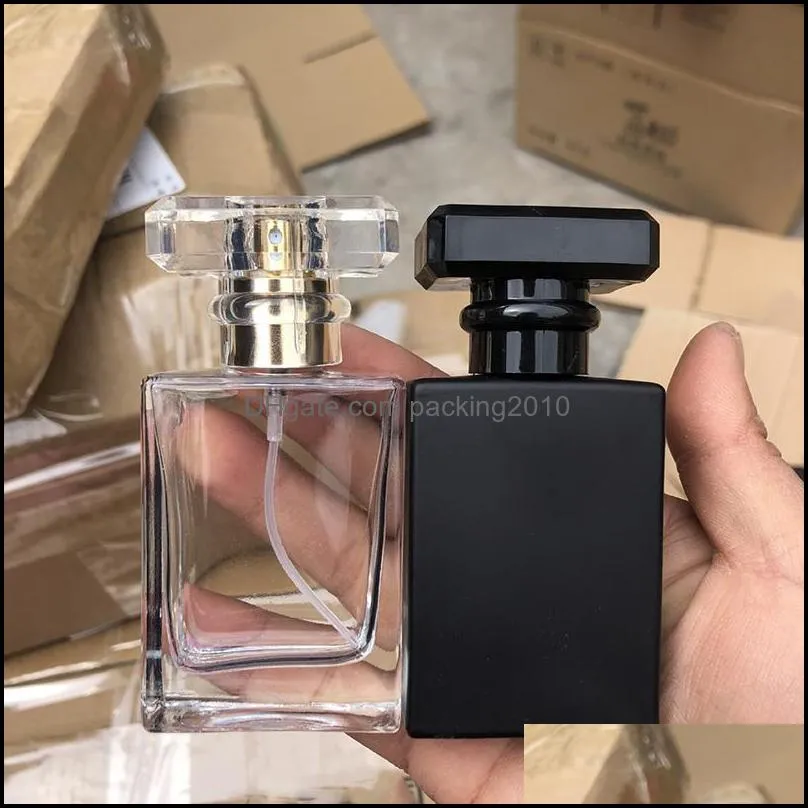 30ML Clear Black Portable Glass Perfume Spray Bottles Empty Cosmetic Containers With Atomizer For Traveler