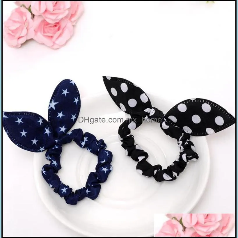 rabbit ears headband polka dot bow hairband elastic girl ring scrunchy hair bands kids ponytail holder hair accessories