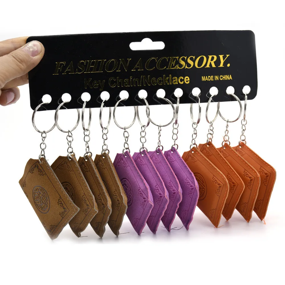 Koran Quran Arabisch hete lederen kleine hanger religieuze sieraden Mini sleutelhanger hanger ring