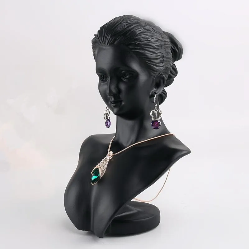 Sachets de bijoux, sacs en résine noire 3d mannequin buste dame figurine Collier d'oreille