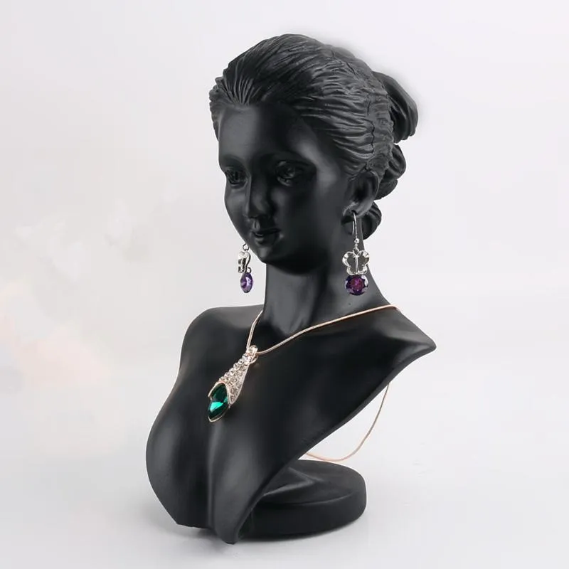 Sieradenzakken, tassen zwarte hars 3d mannequin buste dame figuur display ketting oorrang