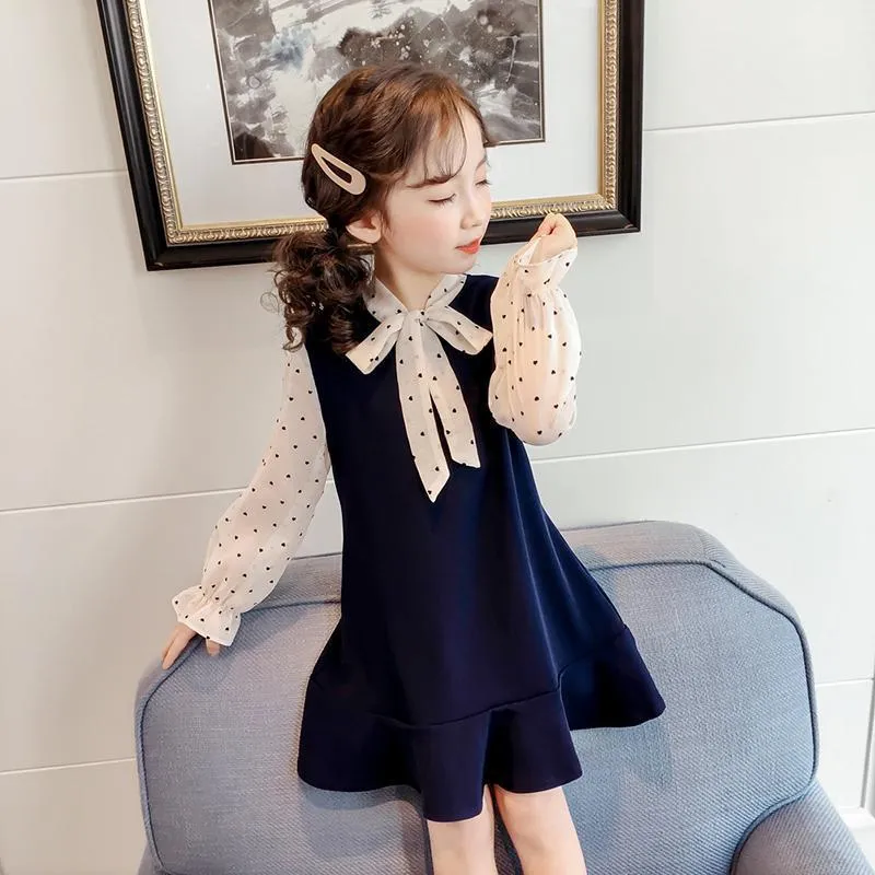 Girl's Dresses Children Little Ceremonial Dress Clothing Girl Kid's Dot Clothes Cute Princess Ceremony Wedding